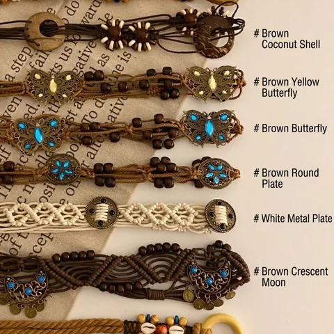 Boheems Houten Kralen Geweven Hennep Touw Tailleketing Retro Etnische Lichaamsketting Sieraden Voor Vrouwen Zomer Strand Vakantie Accessoire
