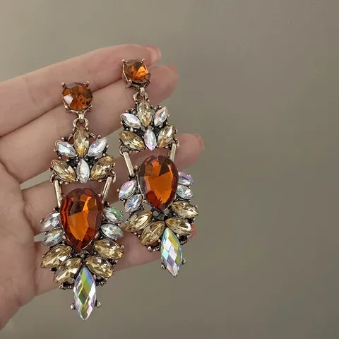 Vintage Europäischer Palast Stil Strass Wassertropfen Ohrringe Legierung Kristall Übertriebene Schleife Ohrstecker Für Damen Hochzeit Party Schmuck