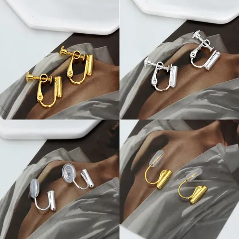 Korean Style Simple Geometric Ear Clip Converter Adjustable Spiral Findings Copper Electroplated Gold Silver Jewelry Accessory For Non-Pierced Ears Women