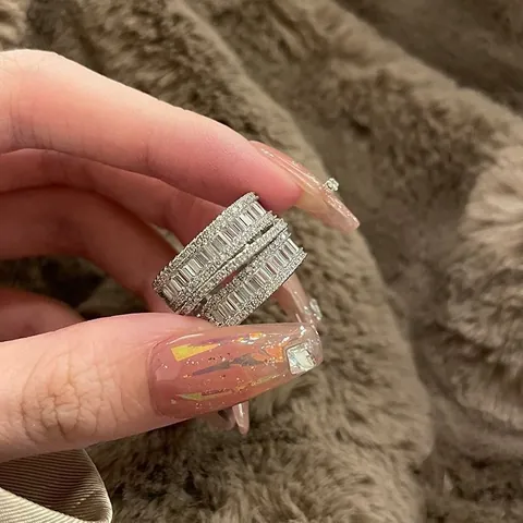 Fashion Geometric Multi-layer Lines Open Ring For Women Adjustable Zinc Alloy Zirconia Finger Ring Ins Style Trendy Jewelry
