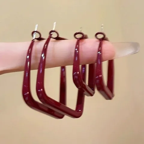 Orecchini a Cerchio Vintage Rosso Ancora per Donna Stile Hong Kong Orecchini Pendenti Round Geometrici Perno in Argento Eleganti Gioielli
