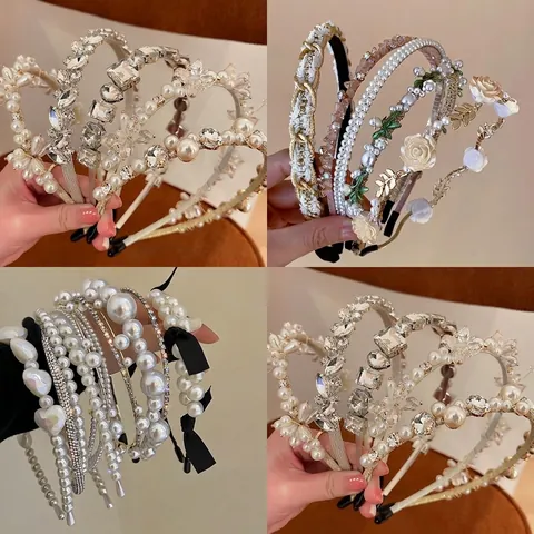 Luxe haarband in Franse stijl met strassbloemen en kunstparels Elegante vintage haaraccessoires voor dames feest bruiloft haaroep
