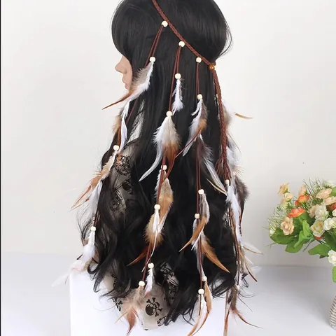 Bohemian Feather Tassel Headband Long Hair Band Indian Wasteland Style Headpiece Vintage Hair Accessories For Women