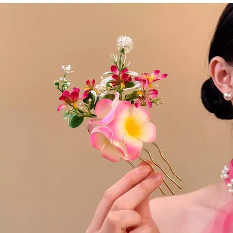 Handmade Fabric Flower Hair Clip Elegant Exquisite Duckbill Clip For Women Vacation Style Floral Hair Accessories Hairpin