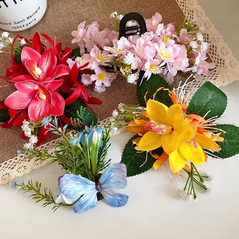 Fabric Flower Hair Clip Mori Style Sweet Fresh Floral Duckbill Clip Handcrafted Pastoral Hair Accessories For Women Daily Vacation Decorative Hairpin