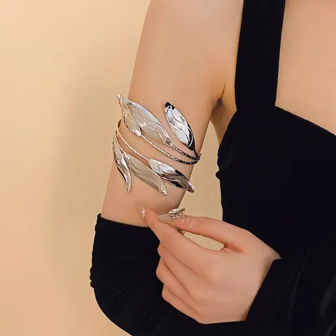 Europese Stijl Blad Open Manchet Armband Voor Vrouwen Verstelbare Goud Zilver Vergulde Legering Metaal Spiraal Armband Mode Sieraden