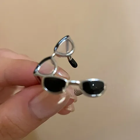 Anello Aperto Creativo In Lega A Forma Di Occhiali Da Sole Gioielli Da Dito Alla Moda Y2K Per Donne