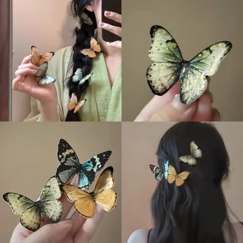 Forest Style Fairy Agile Butterfly Hair Clip Vintage High End Rhinestone Artificial Pearl Duckbill Clip For Women Hair Jewelry
