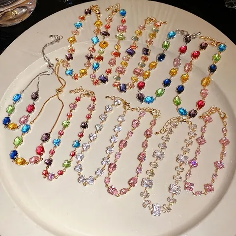 Pulsera de Cobre con Diamantes de Imitación de Estilo Palacio Vintage para Mujer Brazalete de Cristal Colorido de Lujo Joyas