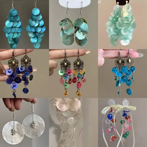 Orecchini Pendenti con Nappa in Conchiglia Stile Resort per Donna Design di Nicchia Vintage Bohemien Gioielli in Lega con Perno in Argento Sterling 925
