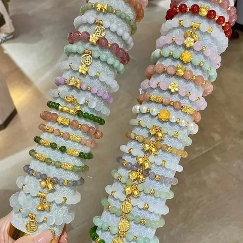 Pulsera de Cuentas Hecha a Mano de Nuevo Estilo Chino Piedra de Ojo de Gato Dulce Elegante Pulsera de Amuletos para Mujer Niña Joyería de Moda Regalo