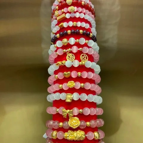 Pulsera de Cuentas Hecha a Mano de Nuevo Estilo Chino Piedra de Ojo de Gato Dulce Elegante Pulsera de Amuletos para Mujer Niña Joyería de Moda Regalo