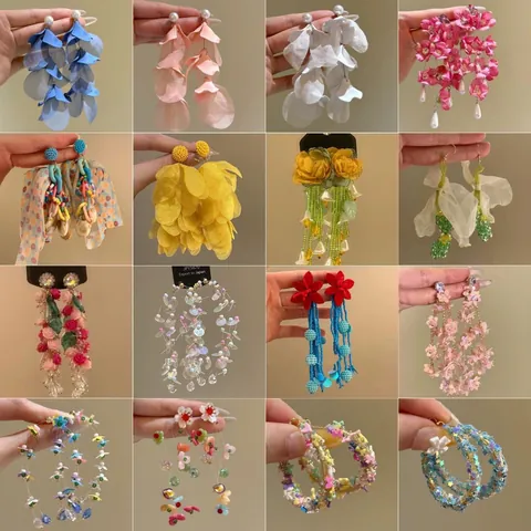 Handgemaakte Schelp Strik Kralen Oorbellen Resort Stijl Zomer Zacht Temperament Lange Oorbellen Voor Dames Designer Sieraden