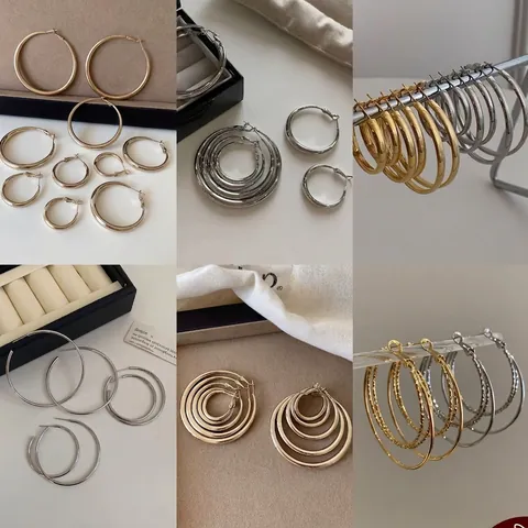 Orecchini a Cerchio Rotondi in Lega Minimalista da Donna Placcati Oro Argento Orecchini Geometrici a Forma di C a Cuore Torsione Gioielli