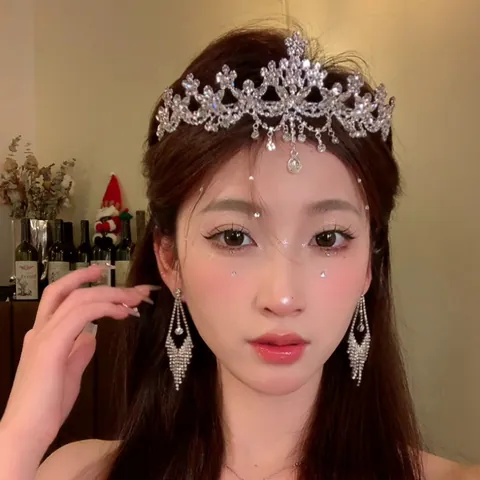 Luxueux Diadème Couronne de Fleurs en Zirconia pour Femmes Accessoires Cheveux Mariée Avec Ensemble de Boucles d'Oreilles à Gland