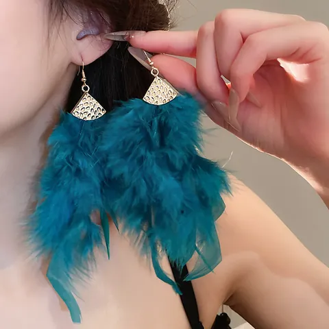 Orecchini a Goccia con Fiocco e Piume Vintage per Donna Eleganti Orecchini a Pendaglio Lunghi Fatti a Mano con Perno in Argento Sterling 925 Strass Perla Artificiale Gioielli per Matrimonio Festa