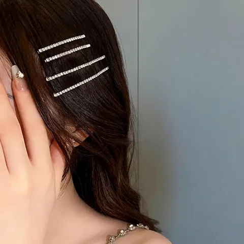 Elegante Koperen Strass Haarclips Met 925 Sterling Zilver Stift Eenvoudige Schuifspeldjes Geometrische Mode Haaraccessoires Voor Dames Meisjes