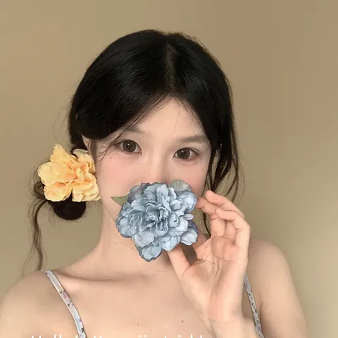 Handmade Satin 3D Flower Hair Clip For Women Sweet Floral Duckbill Clip Tassel Artificial Pearl Summer Vacation Hairpin