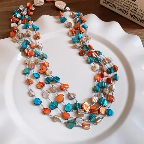 Collier À Perles Bohème Avec Coquillage Naturel Et Pierre Style Vacances À La Plage Bijoux Vintage Faits Main Pour Femmes