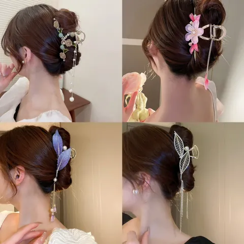 Pince Crabe de Luxe en Alliage Perle Artificielle Strass Muguet Épi de Blé Gland Pince à Cheveux Pour Femmes Accessoires de Coiffure Élégants