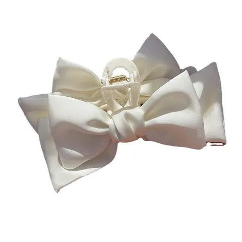 Elegant Feather Bow Hair Claw Clip With Artificial Pearl Rhinestone Vintage Shark Clip Fashion Hair Accessories For Women Gift