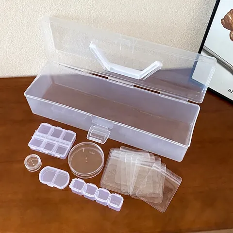 Portable Handheld Transparent Plastic Jewelry Box Minimalist Multi-Grid Jewelry Storage Organizer Dustproof Box For Earrings Rings Beads Accessories