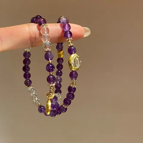 Pulsera de Cuentas de Amatista Citrino Ágata Natural Nuevo Estilo Chino para Mujer Joyería de Lujo de Cristal y Piedra de Jade
