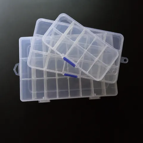 Scatola Portaoggetti in Plastica Trasparente a Più Scomparti Portatile con Divisori Rimovibili Organizzatore per Orecchini Anelli Perline