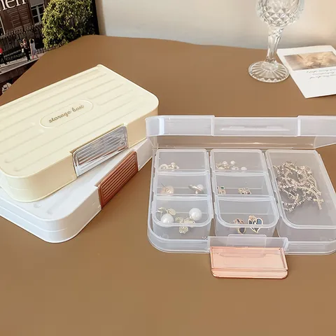 Scatola Portagioie Moderna in Plastica Anti Ossidazione Organizzatore Trasparente per Collana Orecchino Anello Custodia da Tavolo