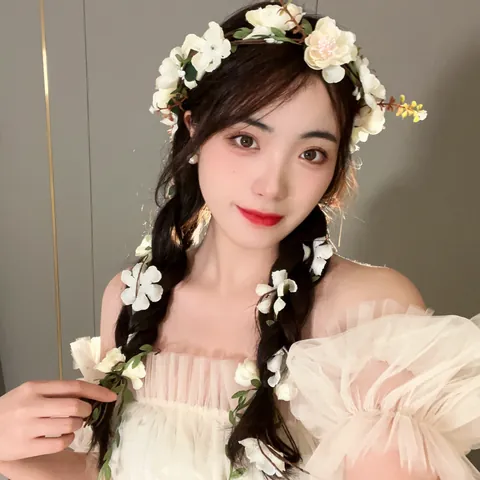 Handmade Forest Floral Garland Headband Fabric Flower Leaf Tassel Hair Hoop For Wedding Photography Women Elegant Hair