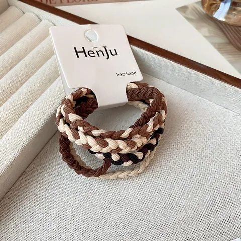 Dames Minimalistische Zeer Elastische Stof Haarelastiekjes Eenvoudige Geometrische Gevlochten Haarklemmen Paardenstaart Houder Dagelijkse Haaraccessoires