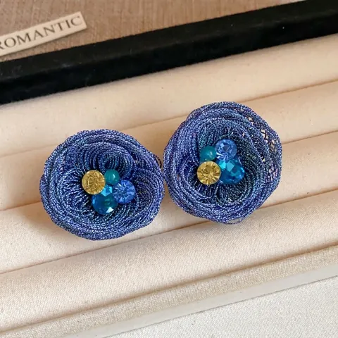 Handgemachte Gewebte Blumenohrstecker Für Damen Mit 925 Sterlingsilber Stift Strass Kristall Glas Einzigartiger Modeschmuck