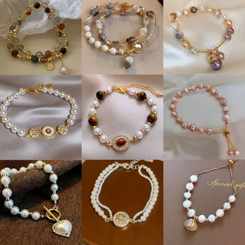 Bracciale Retrò Francese Con Perle Artificiali Per Donna Gioielli Da Mano Eleganti Placcati In Oro Di Lusso Regalo Estetico