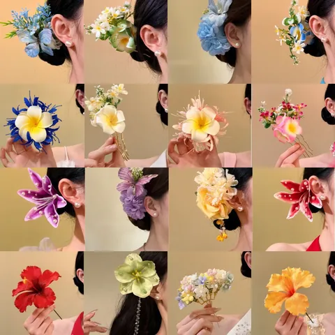 Handmade Fabric Flower Hair Clip Elegant Exquisite Duckbill Clip For Women Vacation Style Floral Hair Accessories Hairpin