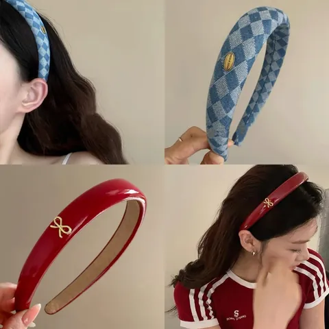 Korean Retro Plaid Bow Headband High Skull Top Simple Versatile Hairband Ins Style Elegant Hair Accessories For Women Hair Hoop Headwear