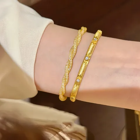 Italienischer Stil Verdrehtes Metallgitter Armband Minimalistisch Gold Silber Plattiert Strass Kette Für Damen Retro Modeschmuck Geschenk