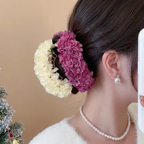 New Chinese Style Fabric Flower Hair Stick Elegant Handmade Floral Hairpin For Women Sweet Hanfu Cheongsam Hair Accessories