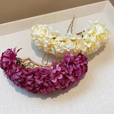 New Chinese Style Fabric Flower Hair Stick Elegant Handmade Floral Hairpin For Women Sweet Hanfu Cheongsam Hair Accessories