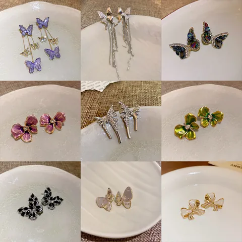 Butterfly Stud Earrings Copper Zirconia Inlaid With 925 Sterling Silver Earring Post Elegant Bow Knot Jewelry For Women