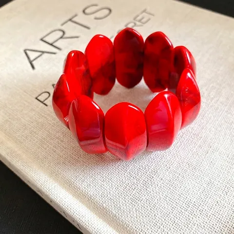 Fashion Acrylic Smudge Marble Pattern Oval Chunky Bracelet For Women European American Style Overstated Commuter Jewelry