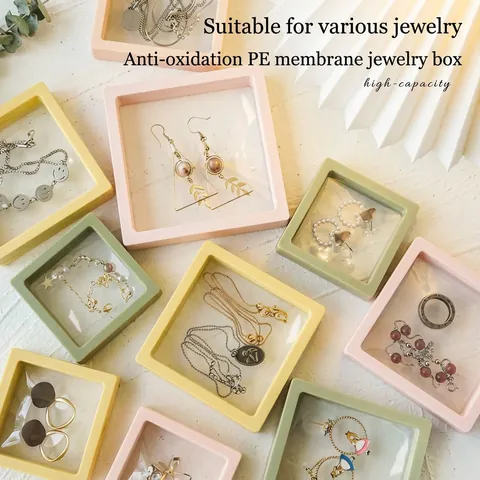Draagbare PE-folie Zwevende Sieradendoos Anti-oxidatie Transparant Display Opbergframe Voor Oorbellen Kettingen Armbanden Sieradenverpakking