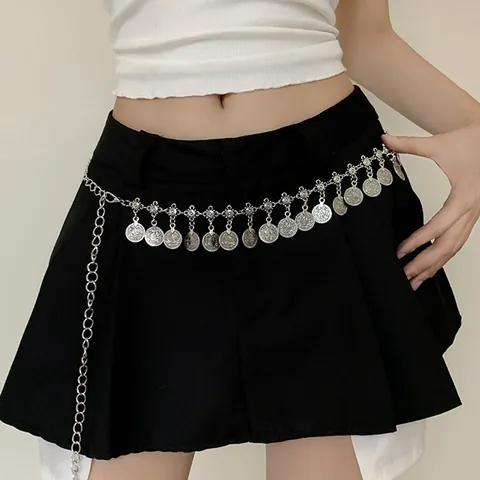 Vintage Bohemian Metal Waist Chain For Women Tassel Coin Butterfly Pearl Beaded Body Chain Adjustable Summer Beach Jewelry Belt