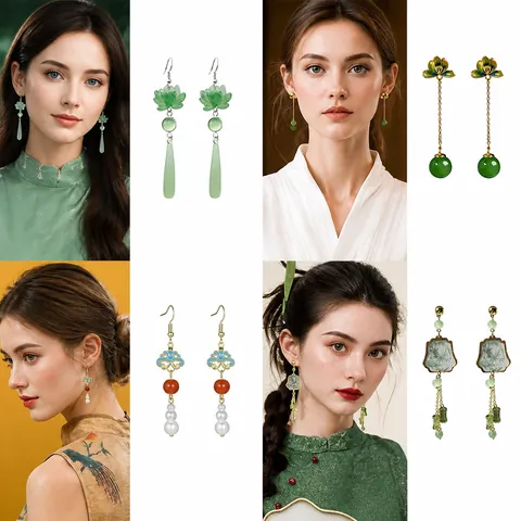 Nouveaux Boucles d'Oreilles Pendantes Géométriques Style Chinois Pour Femmes Alliage Strass Perle Artificielle Incrustée Bijoux Élégants Vintage Cadeau Pour Fête Accessoires Qipao