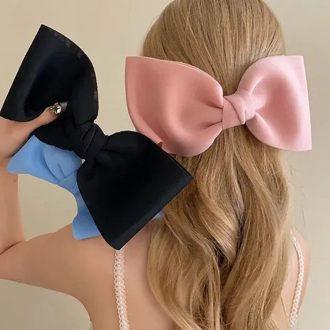 Korean Style Large Bowknot Hair Clip Minimalist Cloth Acrylic Duckbill Clip Fresh Sweet Elegant Hair Accessories For Women