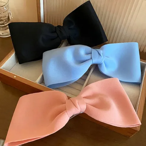 Korean Style Large Bowknot Hair Clip Minimalist Cloth Acrylic Duckbill Clip Fresh Sweet Elegant Hair Accessories For Women