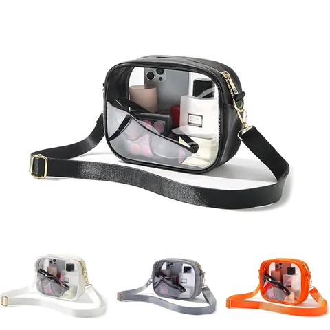Stadium Approved Clear Crossbody Bag Waterproof Transparent PVC Shoulder Bag With Adjustable Strap For Women Travel Concert