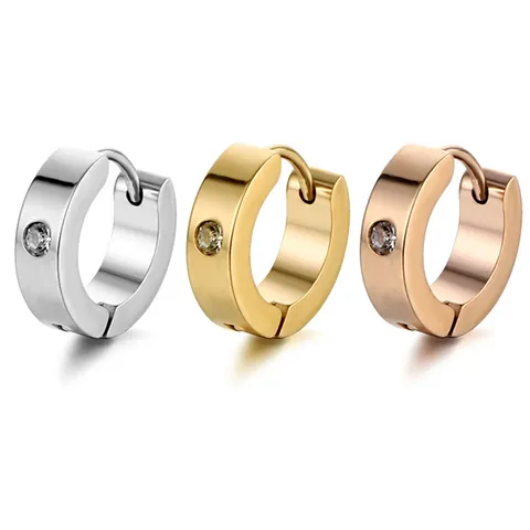 Unisex Titanstahl Strass Creolen Minimalistisch Trendig Individuell Ohrring Schmuck Für Herren Damen Alltag Accessoire