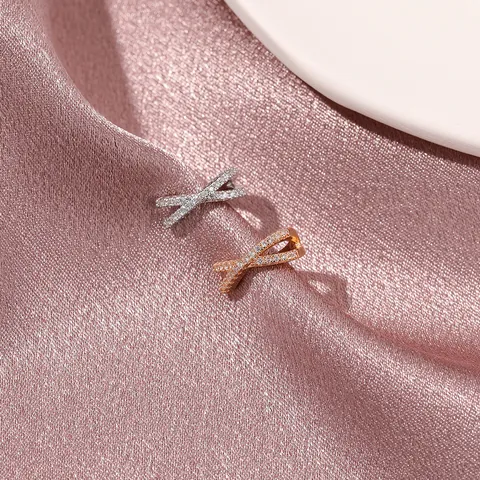 Minimalist Copper Zirconia Cross Ear Cuff For Women Personalized Non Pierced Geometric X Shape Ear Bone Clip Fashion Jewelry