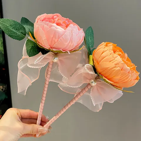 Penna a Sfera in Plastica Creativa Romantica a Forma di Peonia Avvolta in Nastro Con Fiocco di Pizzo Regalo per Donna Insegnante Laurea Compleanno