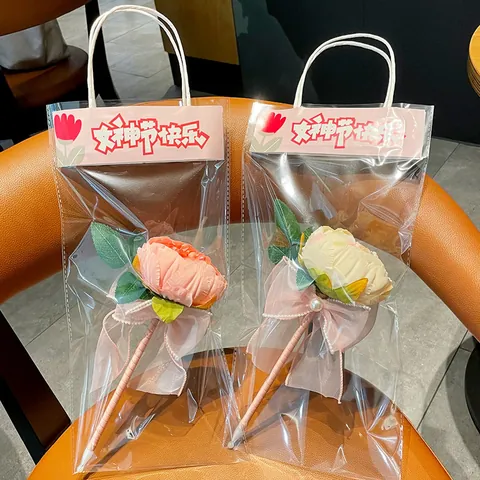 Penna a Sfera in Plastica Creativa Romantica a Forma di Peonia Avvolta in Nastro Con Fiocco di Pizzo Regalo per Donna Insegnante Laurea Compleanno